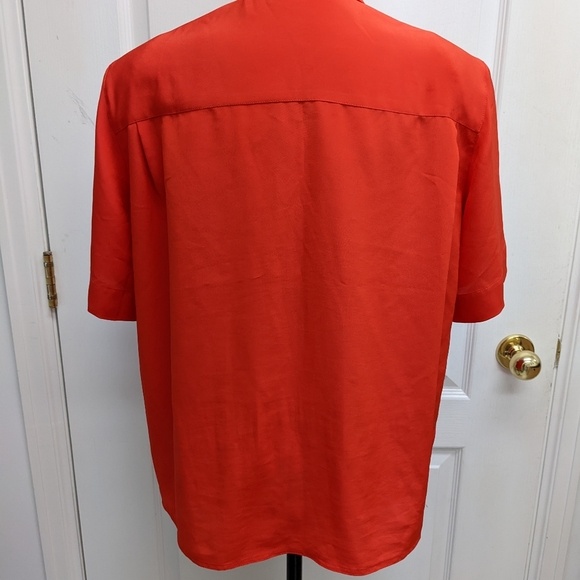 Jones New York vintage red pleated short sleeves blouse - Picture 4 of 9